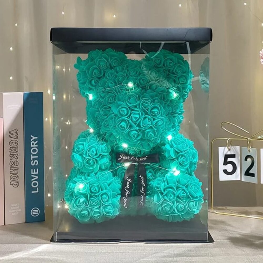 Perfect Christmas Gift |  Rose Teddy Bear with Gift Box & LED Light